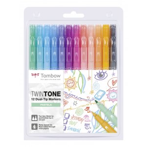 Tombow TwinTone Pastel 0,3/0,8 mm, paquet de 12 Tombow TwinTone Pastel 0,3/0,8 mm, paquet de 12