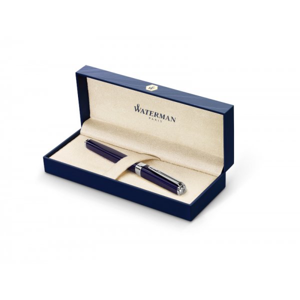 Stylo plume Waterman Exception Slim Laque - Garniture Argent - Bleu Fin