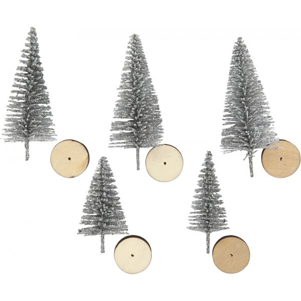 Mini arbres - argent - 5 pcs