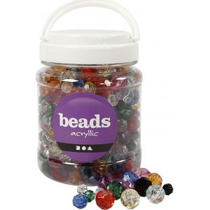Perles en plastique à facettes - couleurs mélangées - 700 ml Perles en plastique à facettes - couleurs mélangées - 700 ml