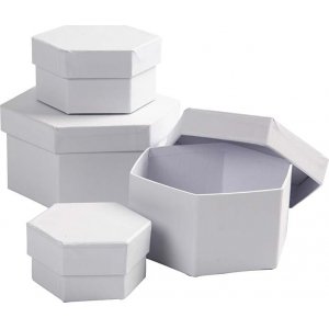 Boîtes hexagonales - blanches - 4 pcs Boîtes hexagonales - blanches - 4 pcs
