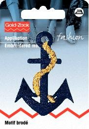 "Badge en tissu ""Ancre"" grand bleu/or" "Badge en tissu ""Ancre"" grand bleu/or"