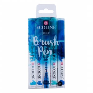 Ecoline Brush Pen, paquet de 5 - Bleu Ecoline Brush Pen, paquet de 5 - Bleu