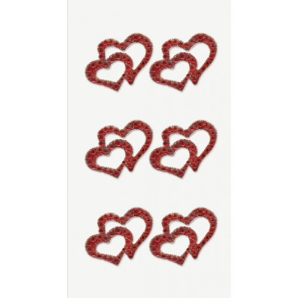 Stickers avec strass - Coeurs - rouge