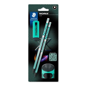 Crayons NORIX HB avec gomme et taille-crayon - Lot de 2 verts Crayons NORIX HB avec gomme et taille-crayon - Lot de 2 verts