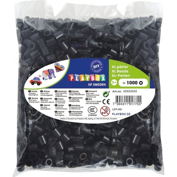 Perles de pipe XL 1000 pcs noires