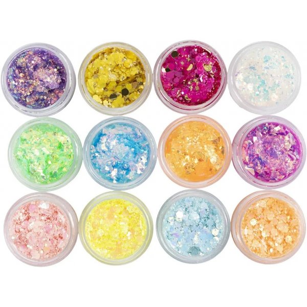 Argile pailletée, couleurs mélangées, 12x5 ml Argile pailletée, couleurs mélangées, 12x5 ml