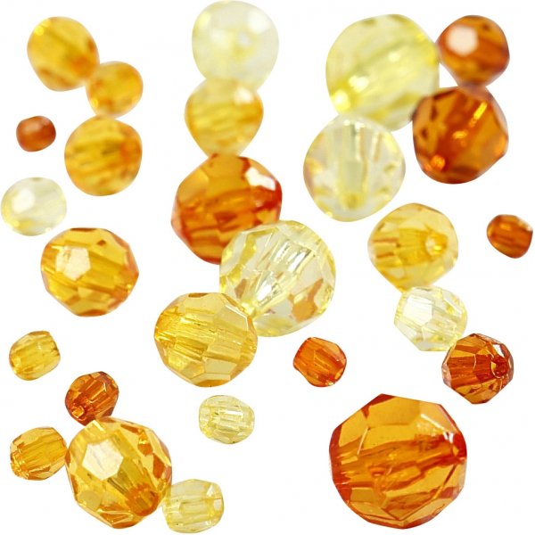 Perles en plastique  facettes Harmony - mixtes - jaune - 45 g