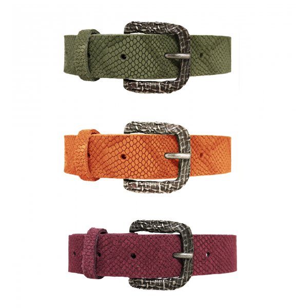 Ceinture pour femme en cuir de vachette à motif croco Ceinture pour femme en cuir de vachette à motif croco