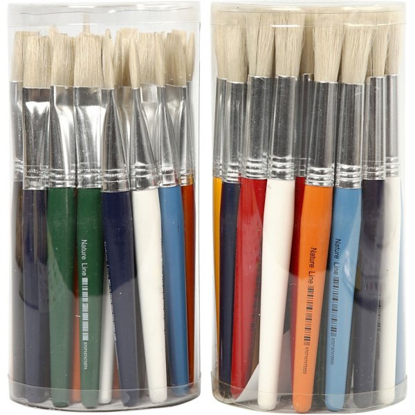 Pinceaux pour enfants - ronds et plats - 60 pcs Pinceaux pour enfants - ronds et plats - 60 pcs