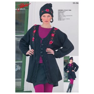 Patron tricot - Cardigan long à fleurs brodées Patron tricot - Cardigan long à fleurs brodées