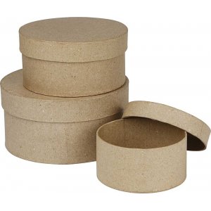 Boîtes rondes en papier mâché - 3 pcs Boîtes rondes en papier mâché - 3 pcs