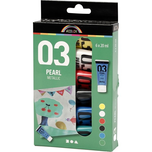 Peinture scolaire Acrylique - Mtallis - couleurs standards - mtallis - 6 x 20 ml