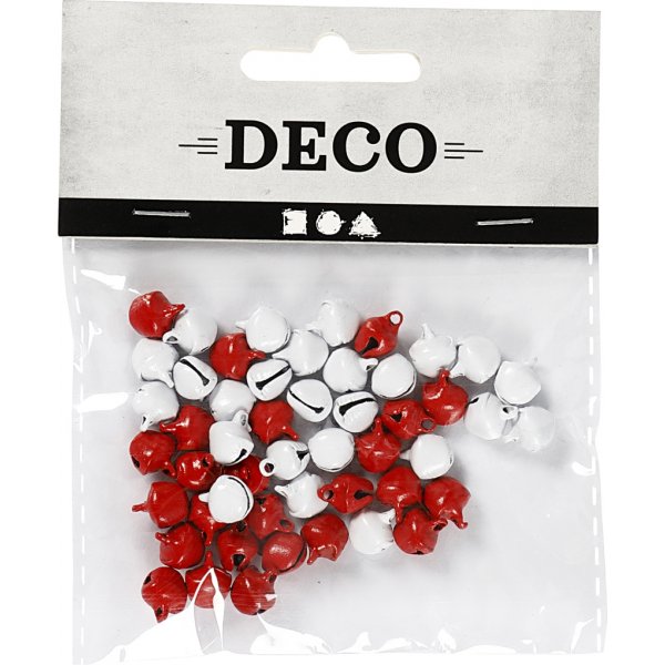 Cloches - rouge/blanc - 50 pcs - 8 mm