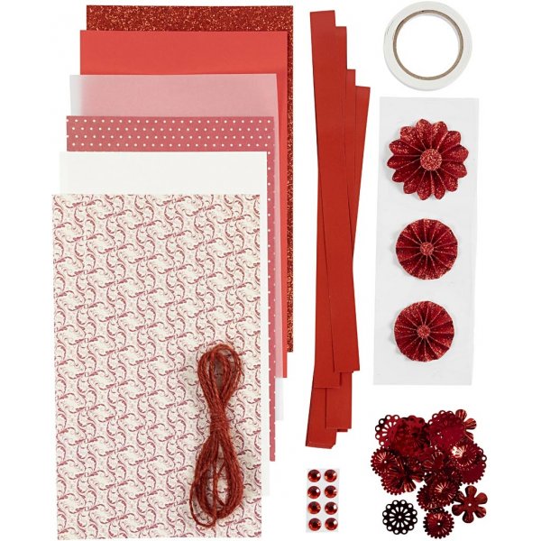 Set créatif - découpage papier - rouge - crème Set créatif - découpage papier - rouge - crème