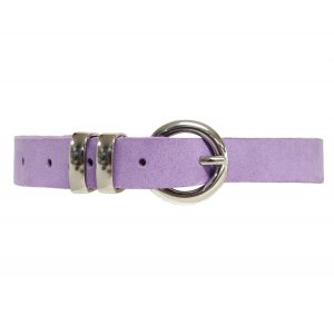Ceinture femme 20 mm en cuir de veau bross� - Violet - 85 cm