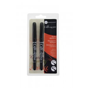 Marqueurs de calligraphie noirs, paquet de 2 - italique, moyen et extra large Marqueurs de calligraphie noirs, paquet de 2 - italique, moyen et extra large