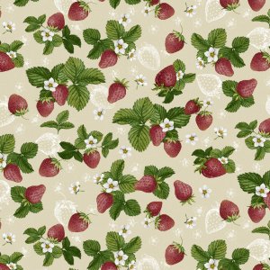 Toile cirée à motif fraise - Lin Toile cirée à motif fraise - Lin