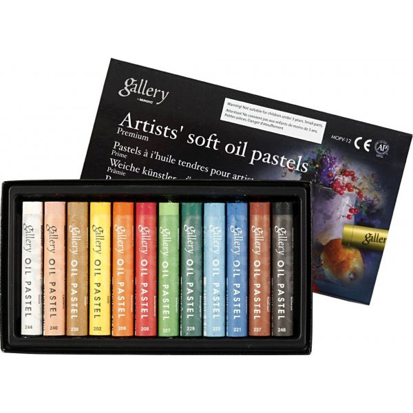 Crayons de couleur pastel  l'huile Gallery premium - couleurs mlanges - 12 pcs