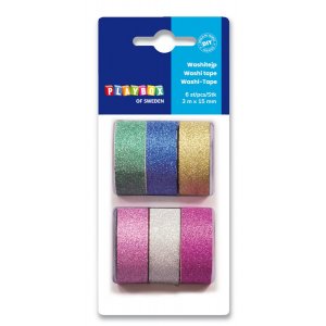Washitape Paillettes unies, paquet de 6 Washitape Paillettes unies, paquet de 6