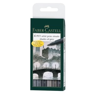 Set de stylos à dessin PITT Artist Brush tons gris - 6 stylos Set de stylos à dessin PITT Artist Brush tons gris - 6 stylos