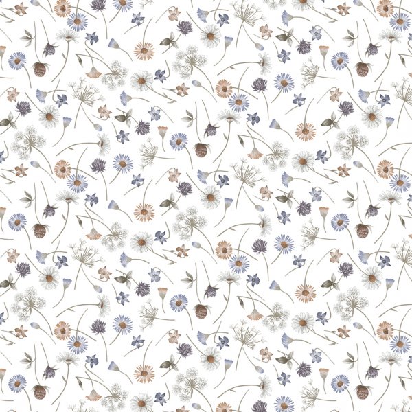 Toile cire PVC Petites fleurs - Bleu