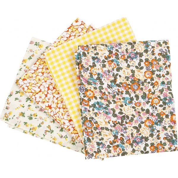 Tissu patchwork - jaune - 4 pcs