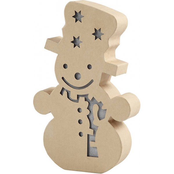 Figurine en carton avec lumire intgre - bonhomme de neige - 5 cm