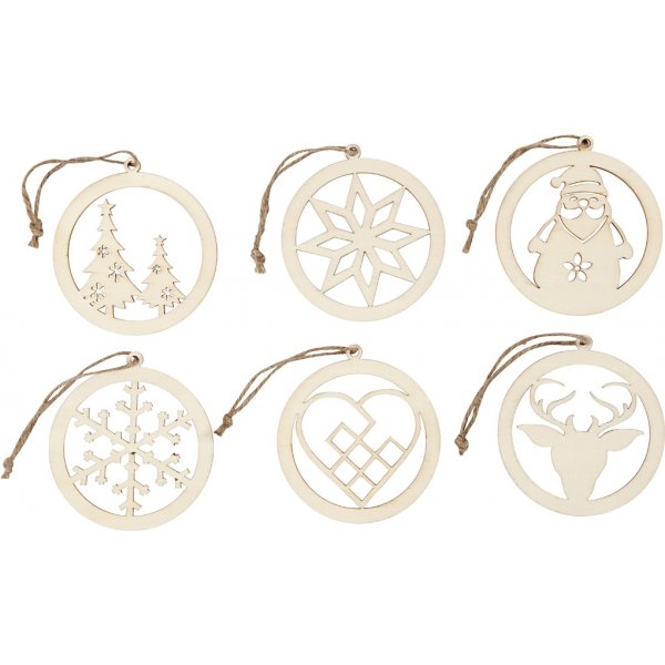 Dcorations de Nol avec cordon de suspension - 8 cm - 6 pcs