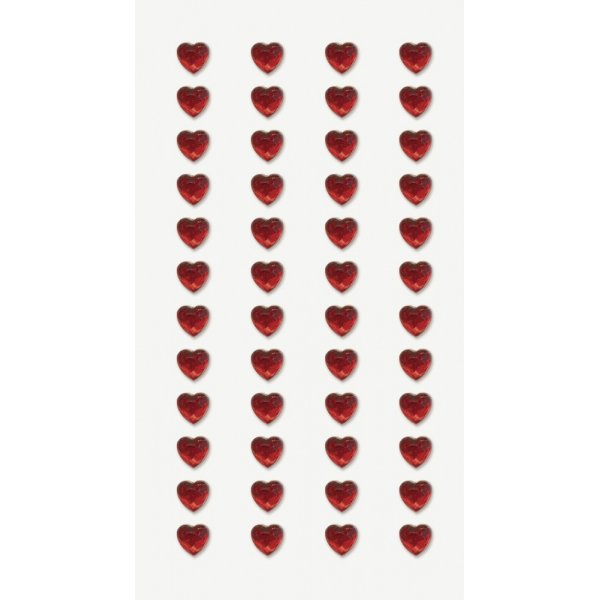 Stickers avec strass - Mini coeurs - rouge