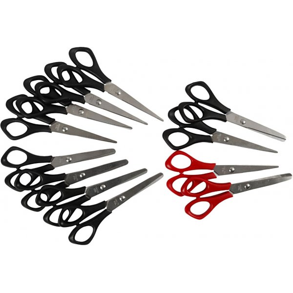 Ciseaux d'école - noir - rouge - droite et gauche - 12 pcs Ciseaux d'école - noir - rouge - droite et gauche - 12 pcs