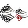 Ciseaux d'cole - noir - rouge - droite et gauche - 12 pcs