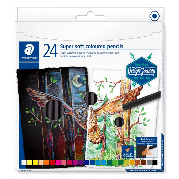 Crayons de couleur super doux Design Journey - 24 crayons