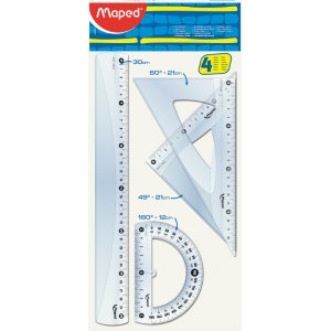Jeu de règles - Maped - règle 30 cm, rapporteur 80°/12 cm, règle 45°/21 cm & règle 60°/21 cm Jeu de règles - Maped - règle 30 cm, rapporteur 80°/12 cm, règle 45°/21 cm & règle 60°/21 cm
