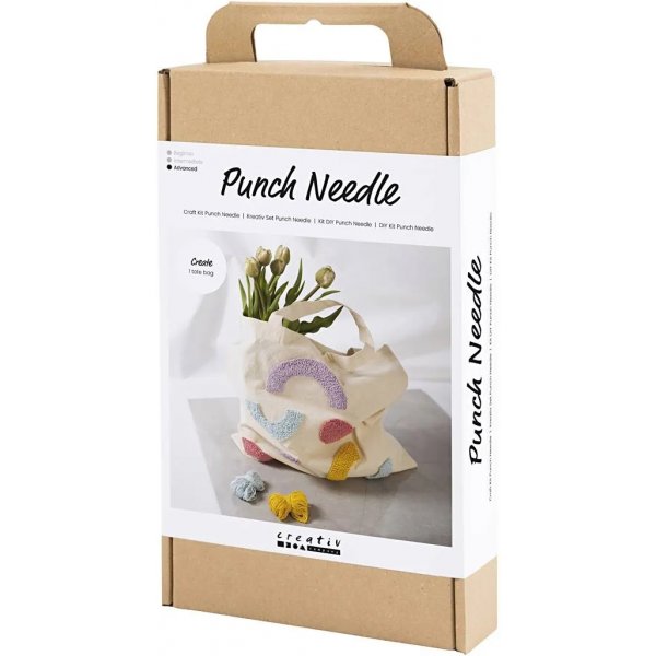 Kit DIY Punch Needle, couleurs pastel, Sac textile