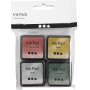 Tampon encreur 3,5 x 3,5 cm - or - vert feuille - rouge Nol - argent - 4 pcs