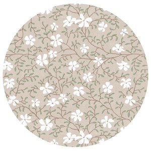 Toile cirée ronde à petits motifs floraux - Lin/vert Toile cirée ronde à petits motifs floraux - Lin/vert