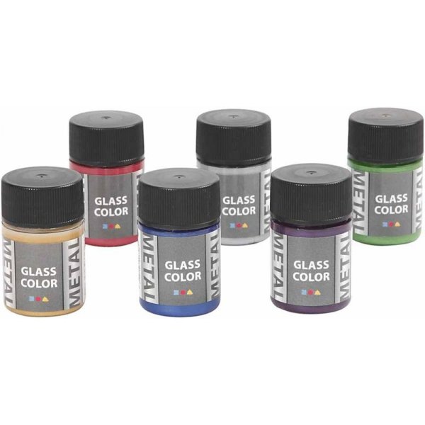 Peinture pour verre mtal - couleurs mlanges - 6 x 30 ml