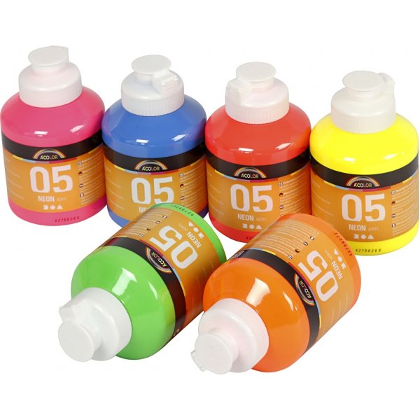Peinture scolaire - Acrylique - Non - couleurs non - 6 x 500 ml