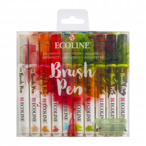 Pack de 10 stylos pinceaux Ecoline - Architecte Pack de 10 stylos pinceaux Ecoline - Architecte