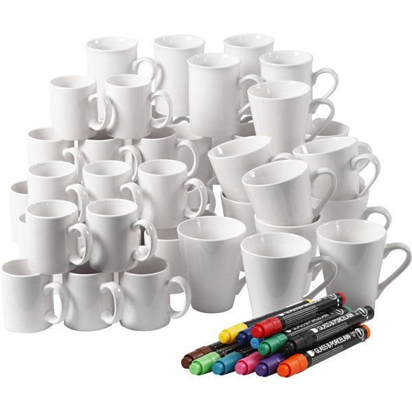 Set de matriel pour dcorer des tasses - blanc