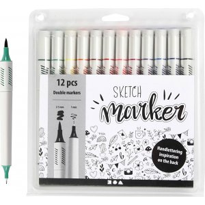 Marqueurs de croquis - couleurs standards - 12 pcs Marqueurs de croquis - couleurs standards - 12 pcs