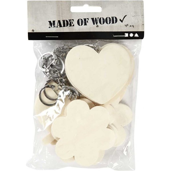 Porte-clés avec plaque en bois - 12 pcs Porte-clés avec plaque en bois - 12 pcs