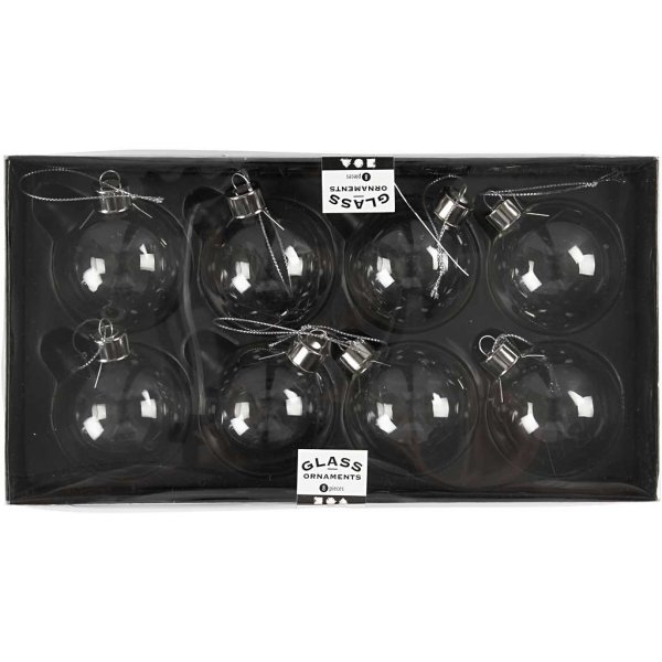 Boules en verre - transparentes - 8 pcs