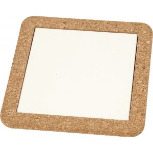 Sous-verres avec cadres en liège - blanc - 2 pcs Sous-verres avec cadres en liège - blanc - 2 pcs