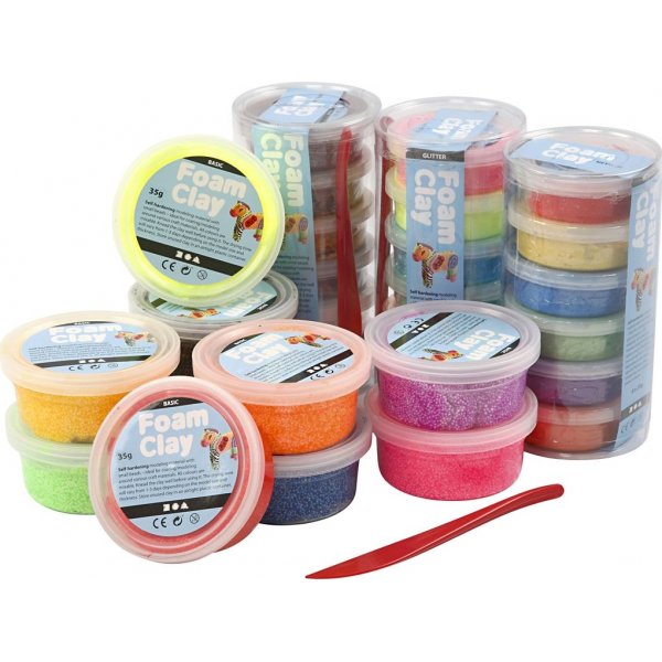 Foam Clay - couleurs mlanges - paillettes - 28 botes
