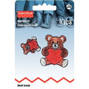 Tissu de marque Ours en peluche avec coeur petit et grand 2 pcs Tissu de marque Ours en peluche avec coeur petit et grand 2 pcs