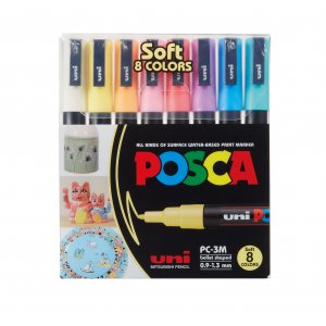 Uni Posca PC-3M - 8 couleurs douces Uni Posca PC-3M - 8 couleurs douces
