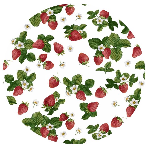 Toile cirée à motif fraise - Blanche Toile cirée à motif fraise - Blanche