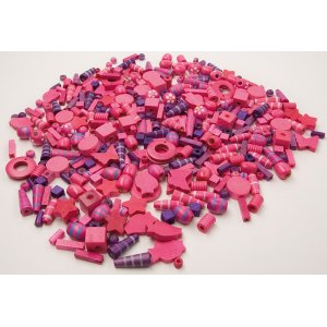 Perles en bois rose & violet Perles en bois rose & violet